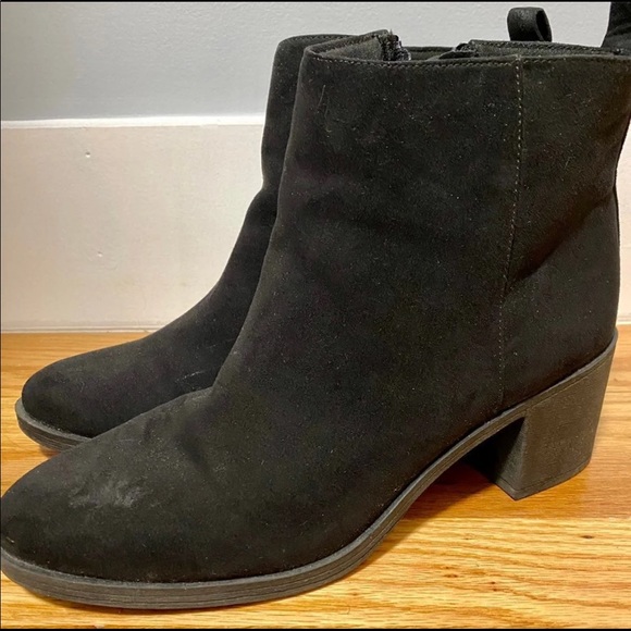 Black booties wedge boots suede with zipper autumn fall winter boots - Picture 6 of 7